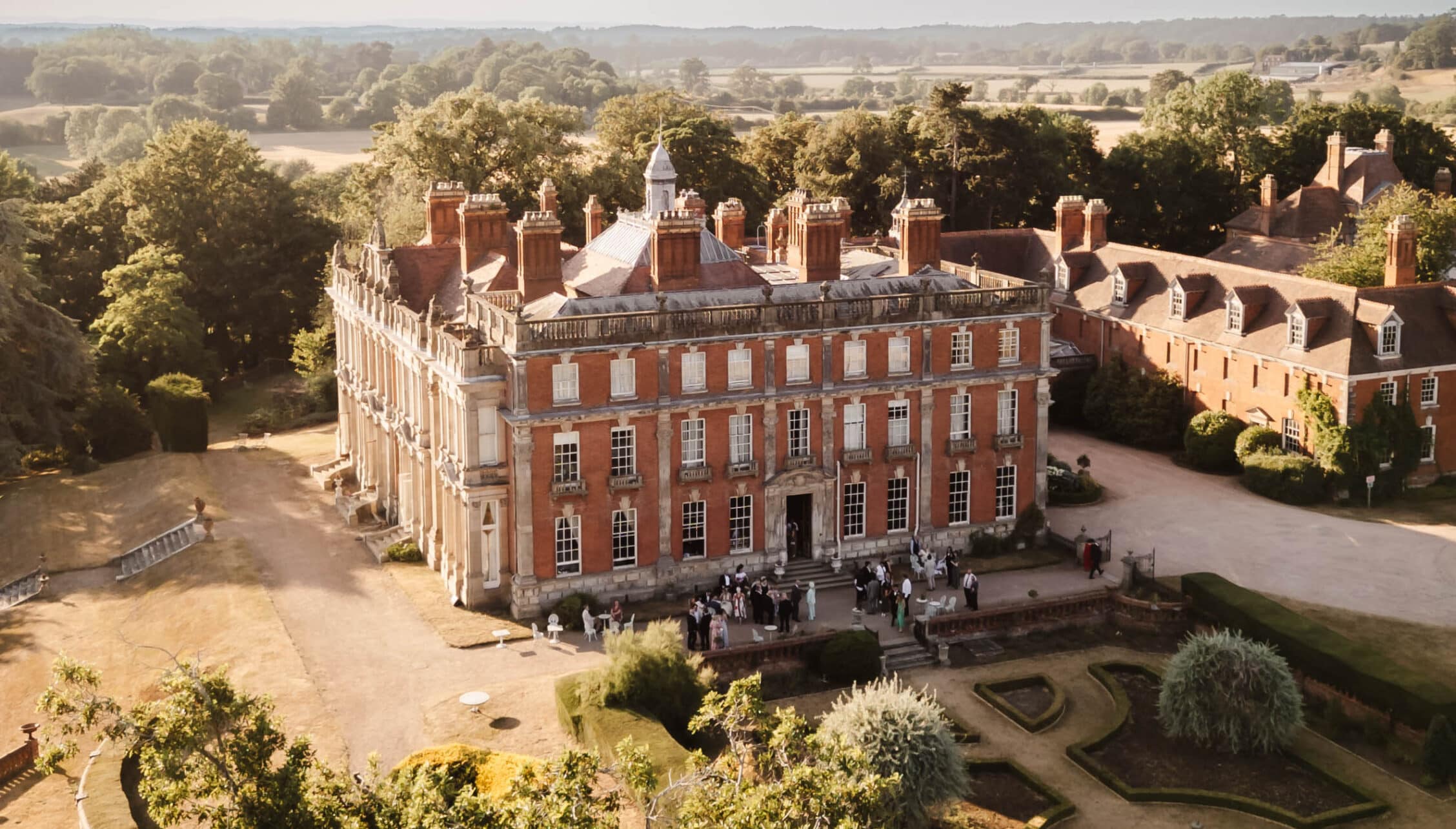 Berwick House, Shropshire – Red-brick Georgian mansion with ornamental gardens and countryside views across parkland.